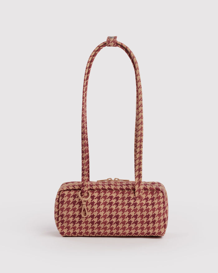 Small Nylon Bowler Bag O0 - Tan Houndstooth / OS