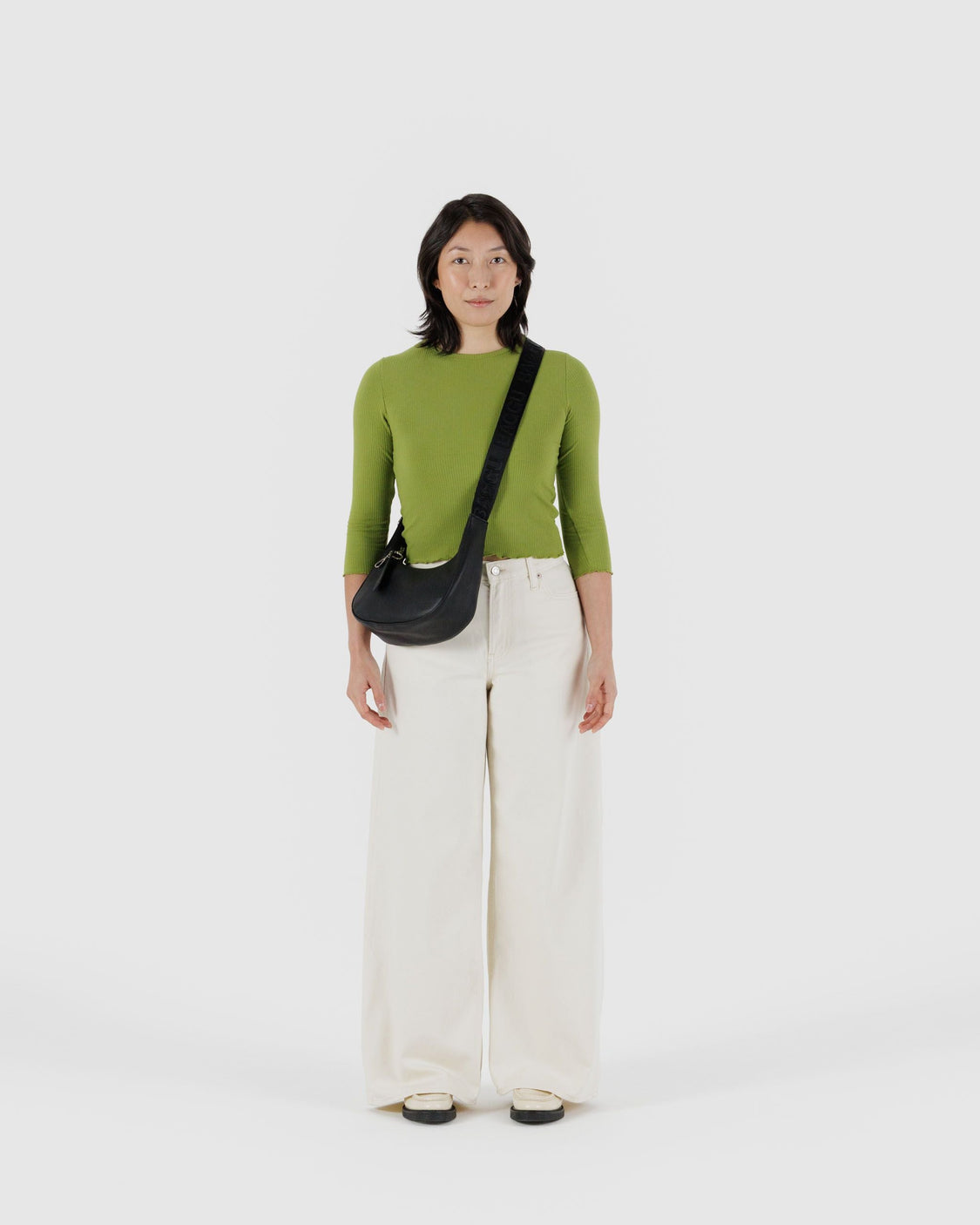 Small Recycled Leather Crescent Bag V8