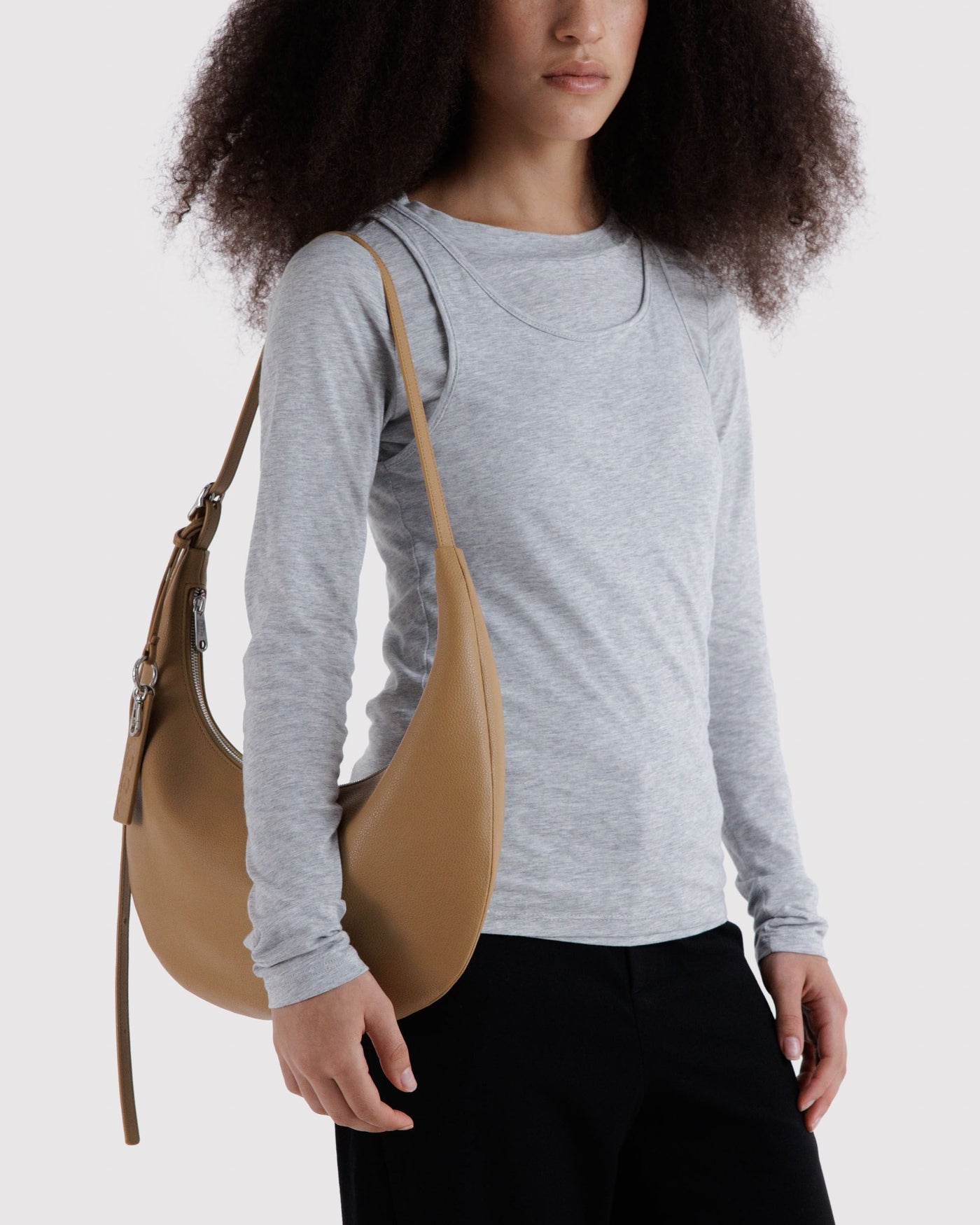 Medium Recycled Leather Flat Crescent J1