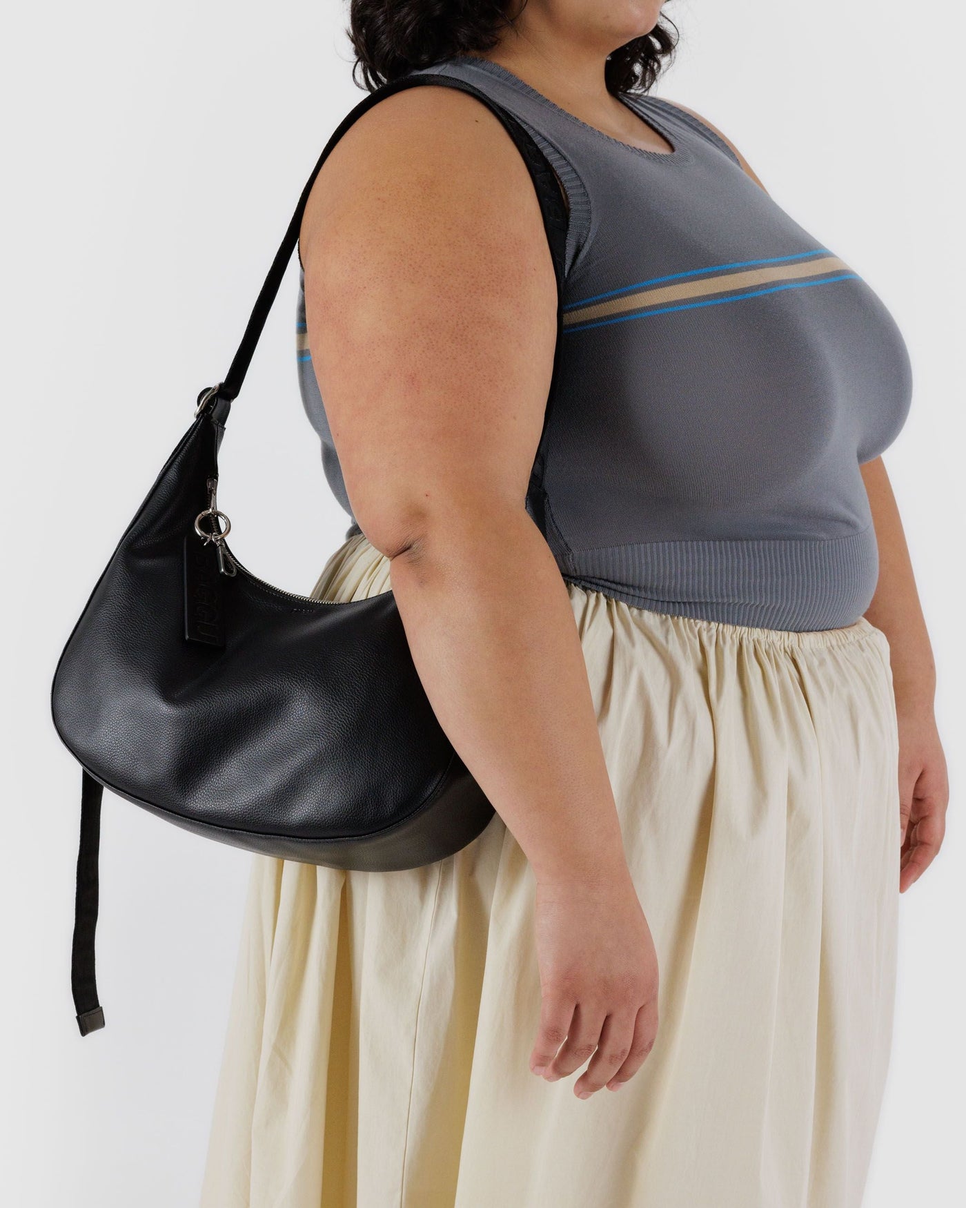Medium Recycled Leather Crescent Bag L8