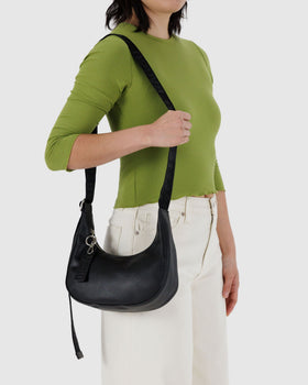 Small Recycled Leather Crescent Bag V8