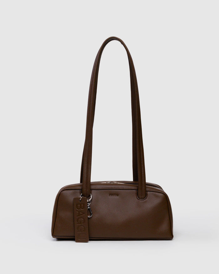 Small Recycled Leather Bowler Bag D1 - Brown / B
